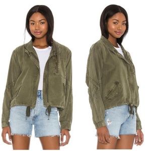Young Fabulous & Broke Lightweight olive collared zip up bomber jacket